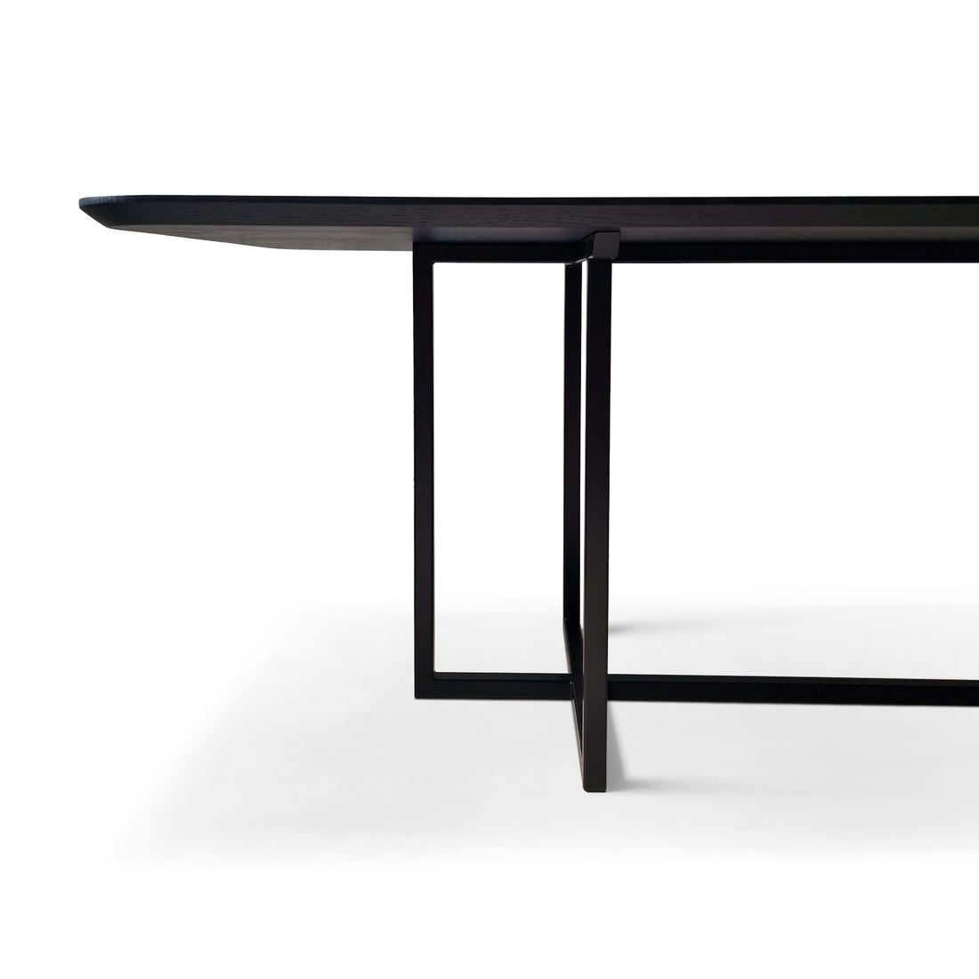 Chrome Table in Solid Black Oak
