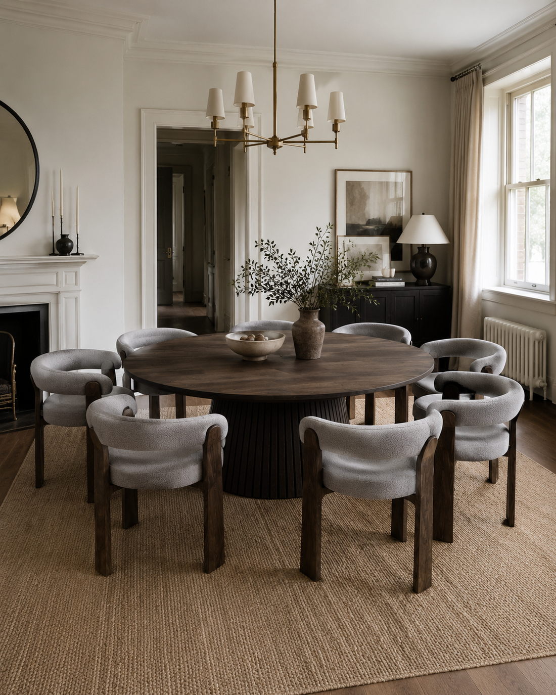 Vivien Round Extendable Dining Table in Charcoal Oak | S10Home