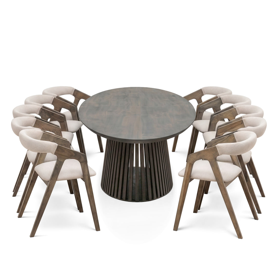 Mesa de comedor redonda de bibi en roble sólido